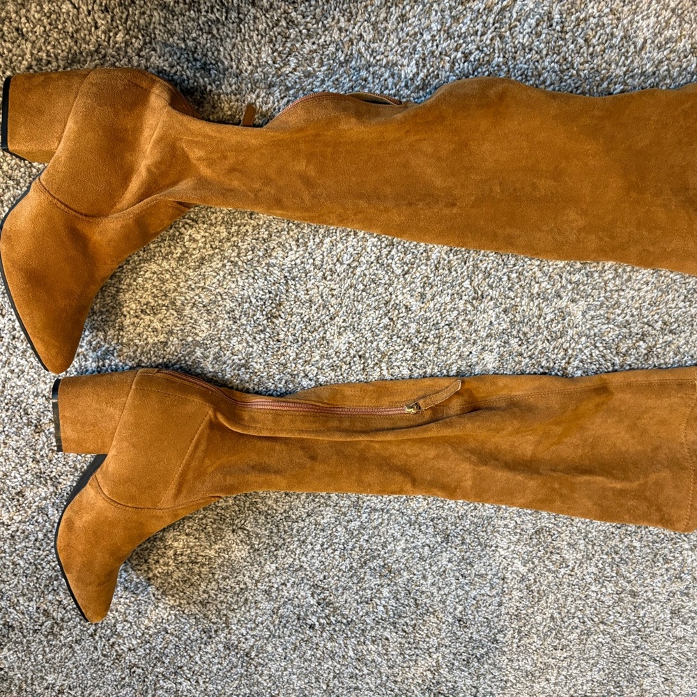 Show Me Your MuMu Tan suede Heeled thigh high Boots